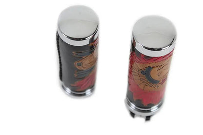 V-Twin Indian Grip Set with Chrome Ends for Harley Davidson FXST (1996-2005) by V-Twin