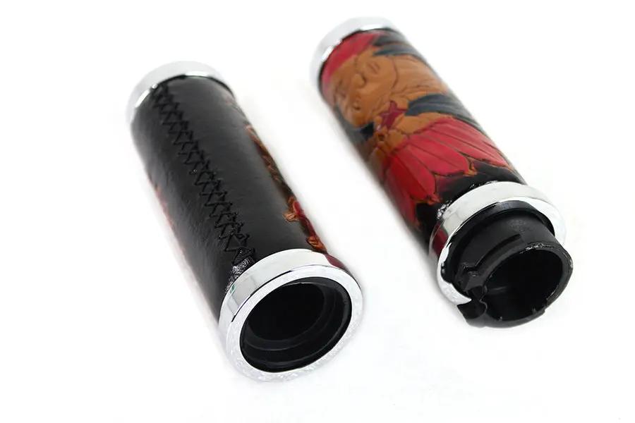V-Twin Indian Grip Set with Chrome Ends for Harley Davidson FXST (1996-2005) by V-Twin