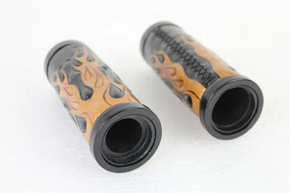 V-Twin Amber Flame Style Throttle By Wire Grip Set with Black Ends for Harley Davidson Touring Models by V-Twin