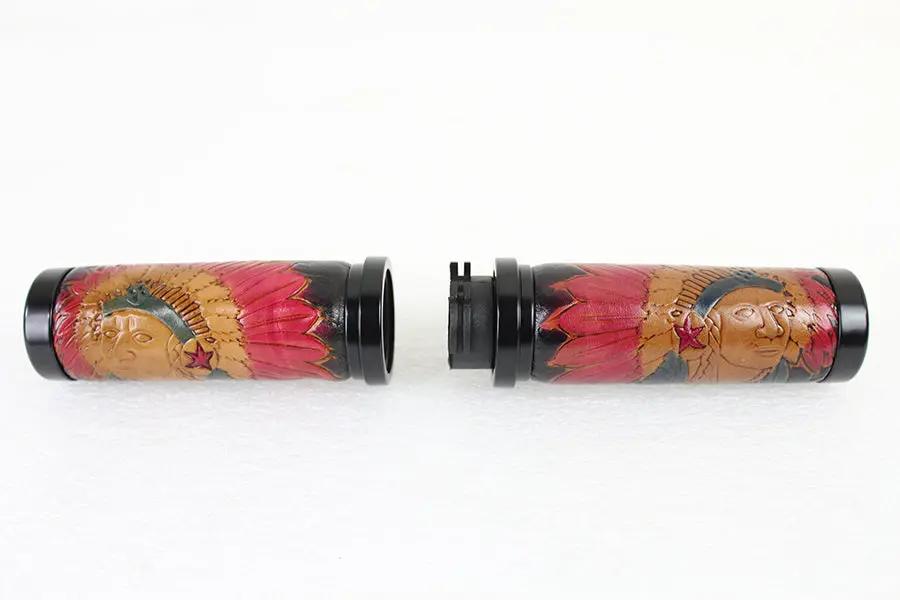 V-Twin Indian Grip Set with Black Ends for Harley Davidson FXST (1996-2005) by V-Twin
