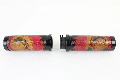 V-Twin Indian Grip Set with Black Ends for Harley Davidson FXST (1996-2005) by V-Twin