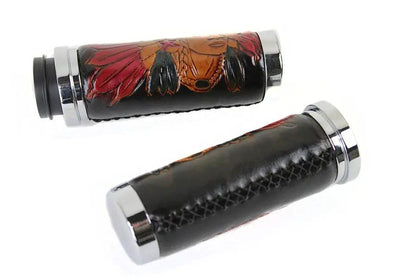 V-Twin Indian Throttle By Wire Grip Set with Chrome Ends for Harley Davidson FLT Models by V-Twin