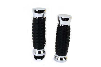 Wyatt Gatling Alligator Style Chrome Handlebar Grip Set for Harley Davidson FXST by Wyatt Gatling
