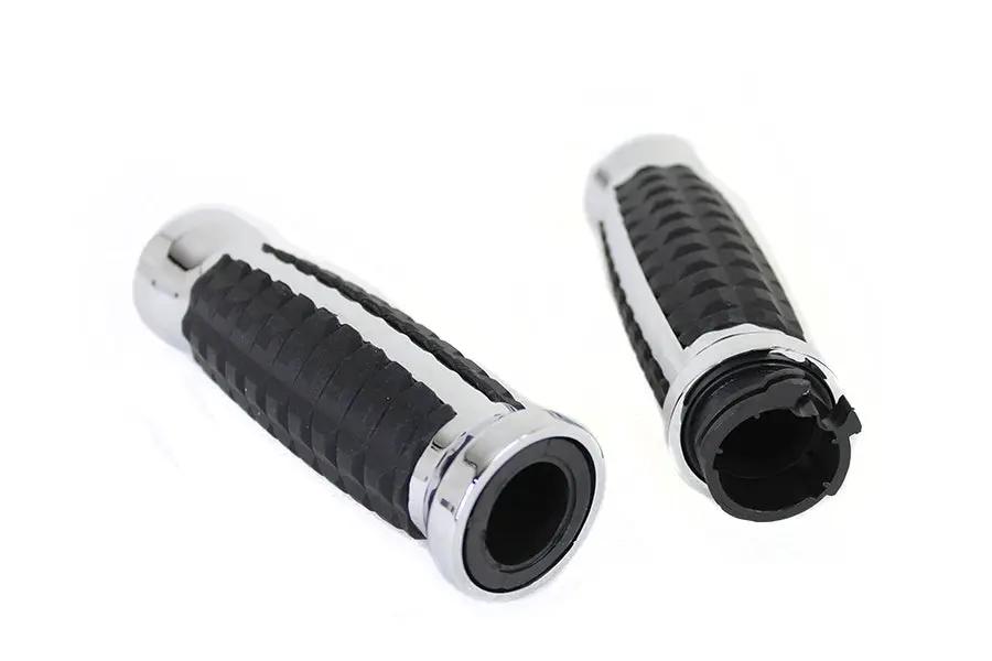 Wyatt Gatling Alligator Style Chrome Handlebar Grip Set for Harley Davidson FXST by Wyatt Gatling