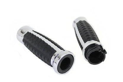Wyatt Gatling Alligator Style Chrome Handlebar Grip Set for Harley Davidson FXST by Wyatt Gatling