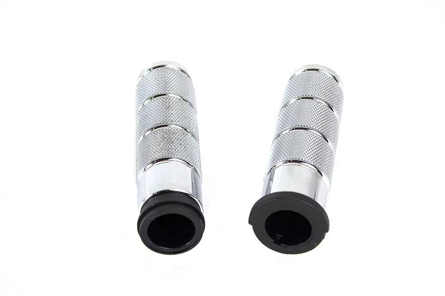Wyatt Gatling Chrome Retro Throttle by Wire Grip Set for Harley Davidson Models by Wyatt Gatling