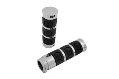 Wyatt Gatling Chrome Band Style Skull Grip Set for Harley Davidson (Part No. H17-05A3SKD) by Wyatt Gatling