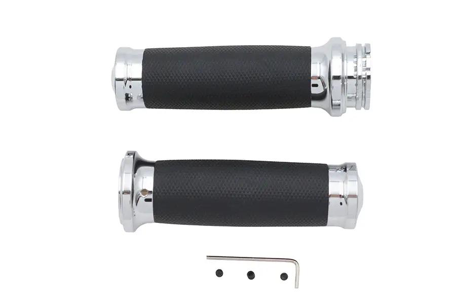 V-Twin Caliber Handlebar Grip Set Chrome for Harley Davidson Models Part 77023 by V-Twin