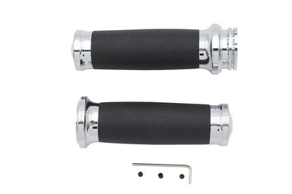 V-Twin Caliber Handlebar Grip Set Chrome for Harley Davidson Models Part 77023 by V-Twin