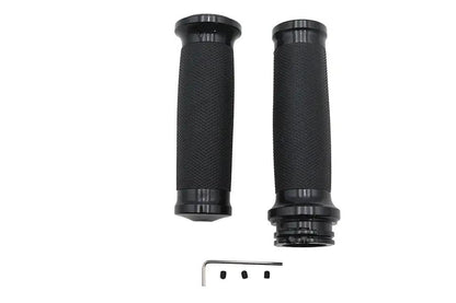 V-Twin Caliber Handlebar Grip Set for Harley Davidson – Black Finish, Part #77023B by V-Twin