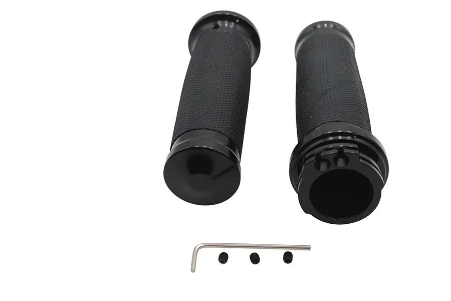 V-Twin Caliber Handlebar Grip Set for Harley Davidson – Black Finish, Part #77023B by V-Twin