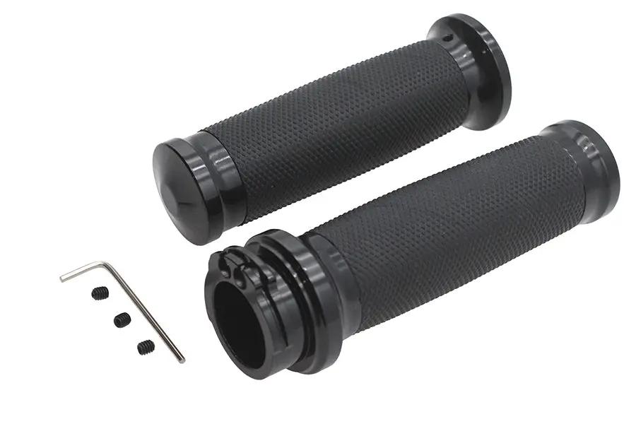V-Twin Caliber Handlebar Grip Set for Harley Davidson – Black Finish, Part #77023B by V-Twin