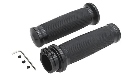 V-Twin Caliber Handlebar Grip Set for Harley Davidson – Black Finish, Part #77023B by V-Twin