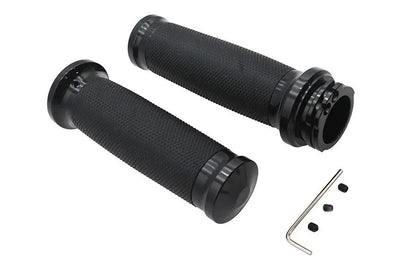V-Twin Caliber Handlebar Grip Set for Harley Davidson – Black Finish, Part #77023B by V-Twin