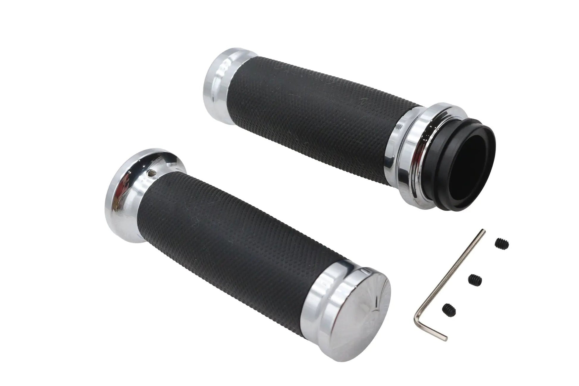 V-Twin Caliber Handlebar Grip Set Chrome for Harley Davidson FLT Models by V-Twin