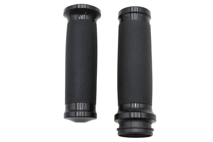 V-Twin Caliber Handlebar Grip Set in Black for Harley Davidson FLT Models by V-Twin