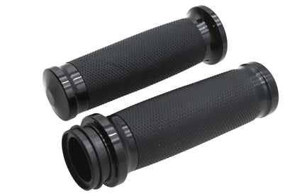 V-Twin Caliber Handlebar Grip Set in Black for Harley Davidson FLT Models by V-Twin