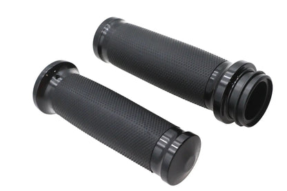 V-Twin Caliber Handlebar Grip Set in Black for Harley Davidson FLT Models by V-Twin