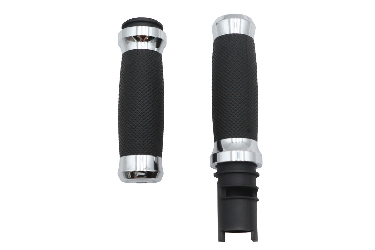 V-Twin 79100 Diamond Style Grip Set Chrome for Harley-Davidson Touring Models