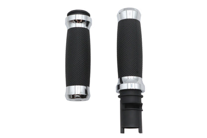 V-Twin 79100 Diamond Style Grip Set Chrome for Harley-Davidson Touring Models