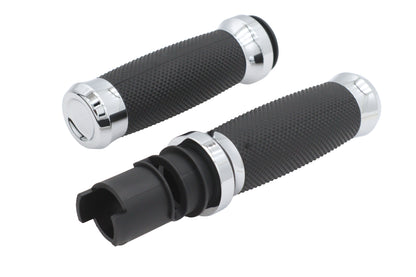 V-Twin 79100 Diamond Style Grip Set Chrome for Harley-Davidson Touring Models