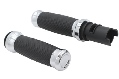 V-Twin 79100 Diamond Style Grip Set Chrome for Harley-Davidson Touring Models