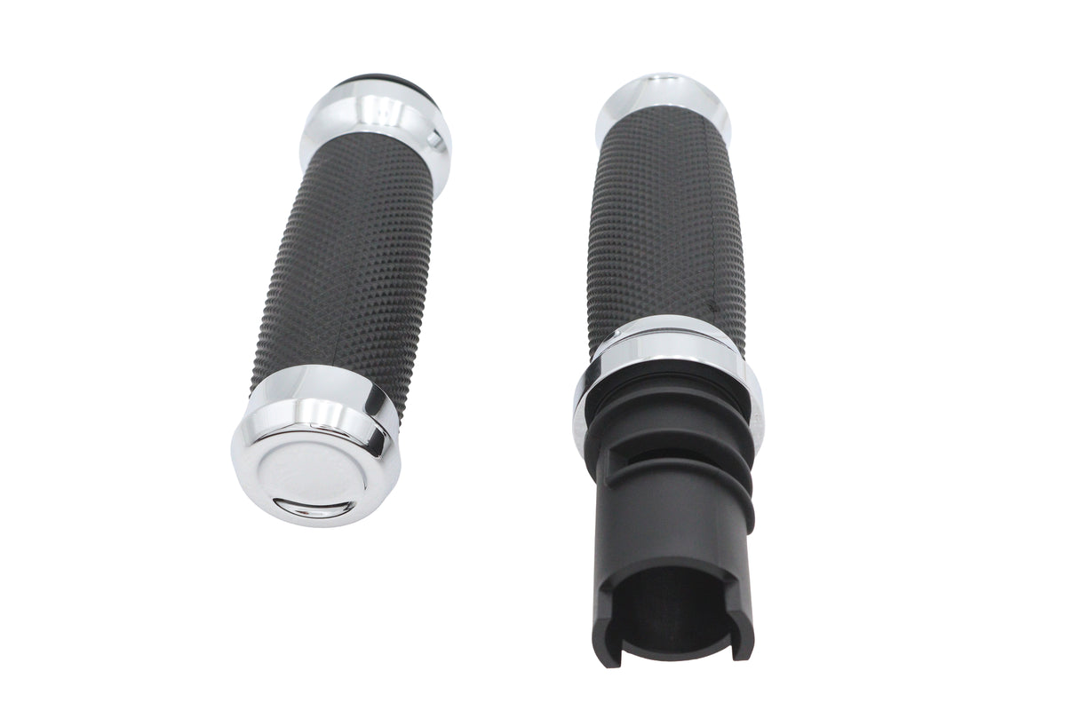 V-Twin 79100 Diamond Style Grip Set Chrome for Harley-Davidson Touring Models