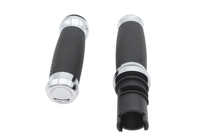 V-Twin 79100 Diamond Style Grip Set Chrome for Harley-Davidson Touring Models
