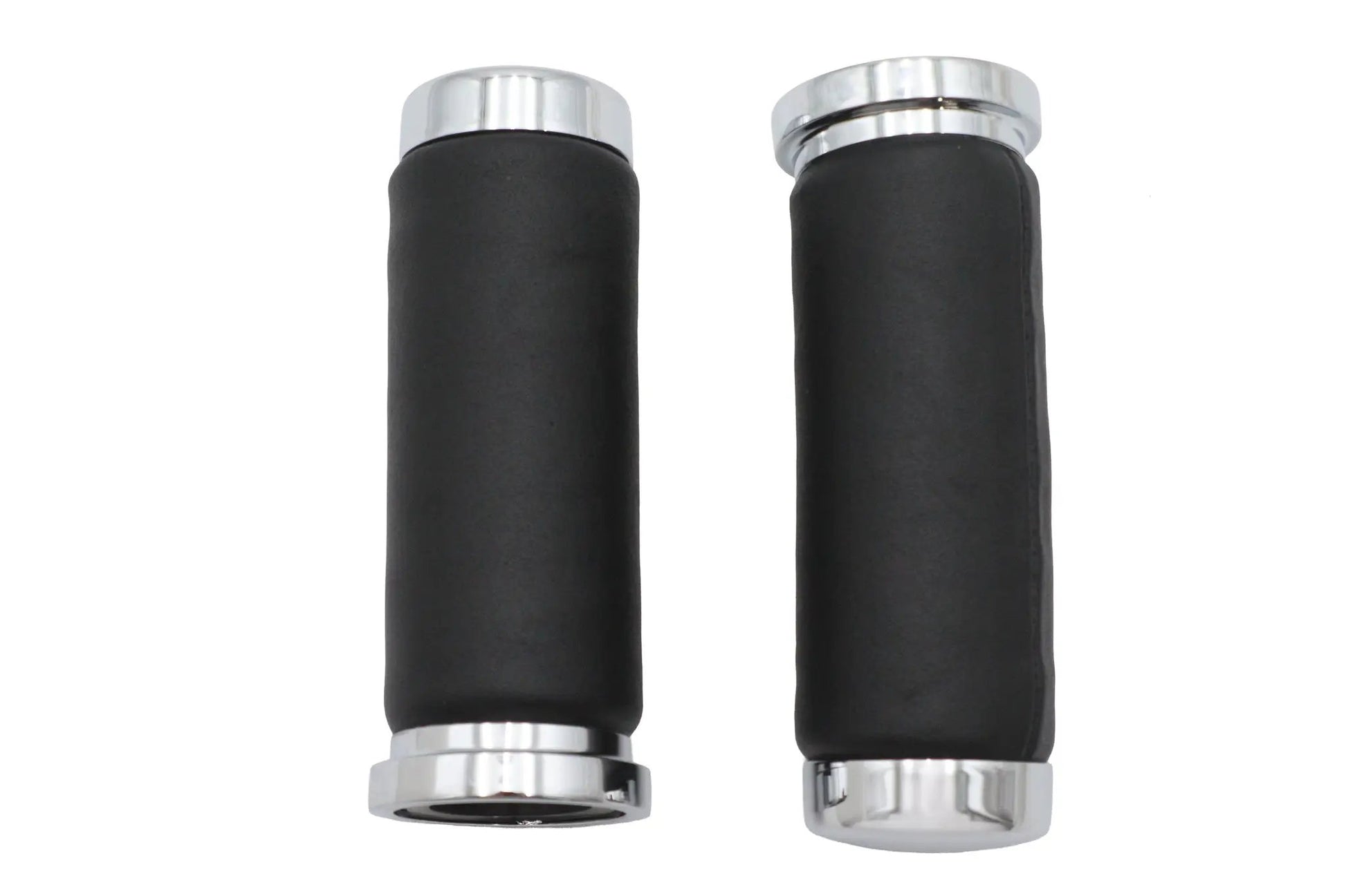 Wyatt Gatling Black Leather Grip Set with Smooth End Caps for Harley Davidson by Wyatt Gatling