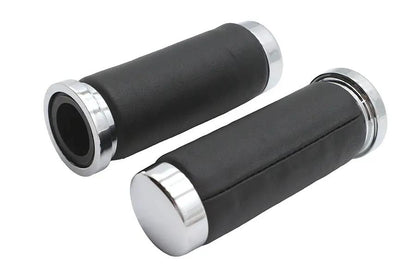 Wyatt Gatling Black Leather Grip Set with Smooth End Caps for Harley Davidson by Wyatt Gatling
