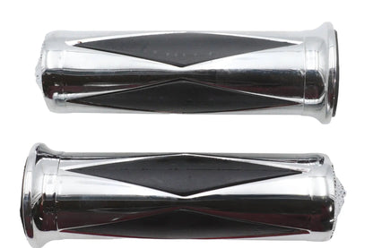 Ultima Diamond Style Grip Set with Chrome Eagle End Caps for Harley Davidson by Ultima