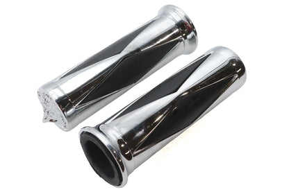 Ultima Diamond Style Grip Set with Chrome Eagle End Caps for Harley Davidson by Ultima