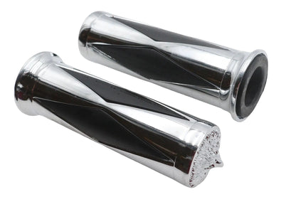 Ultima Diamond Style Grip Set with Chrome Eagle End Caps for Harley Davidson by Ultima