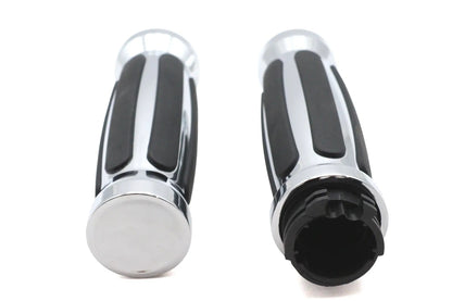 Ultima Rail Style Barrel Grip Set Chrome for 1 inch Handlebars - Part #35-90 by Ultima