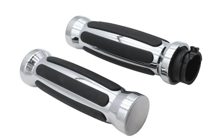Ultima Rail Style Barrel Grip Set Chrome for 1 inch Handlebars - Part #35-90 by Ultima