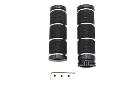 Ultima Billet Black Knurled Handlebar Grip Set for 1 Inch Harley Davidson Handlebars by Ultima