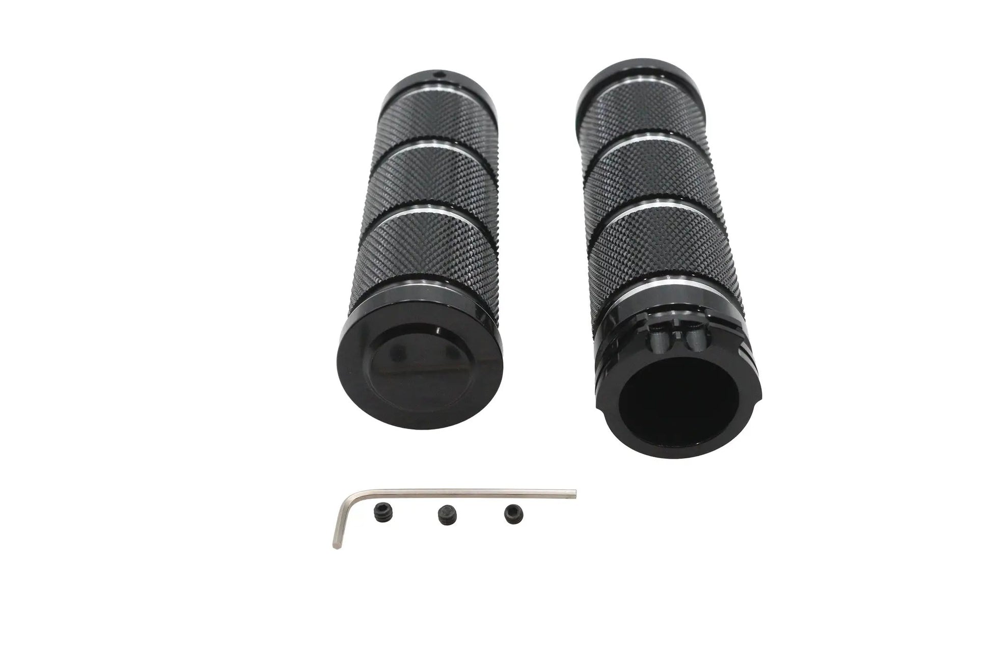 Ultima Billet Black Knurled Handlebar Grip Set for 1 Inch Harley Davidson Handlebars by Ultima