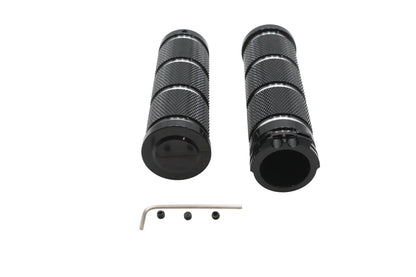 Ultima Billet Black Knurled Handlebar Grip Set for 1 Inch Harley Davidson Handlebars by Ultima