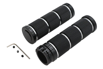 Ultima Billet Black Knurled Handlebar Grip Set for 1 Inch Harley Davidson Handlebars by Ultima
