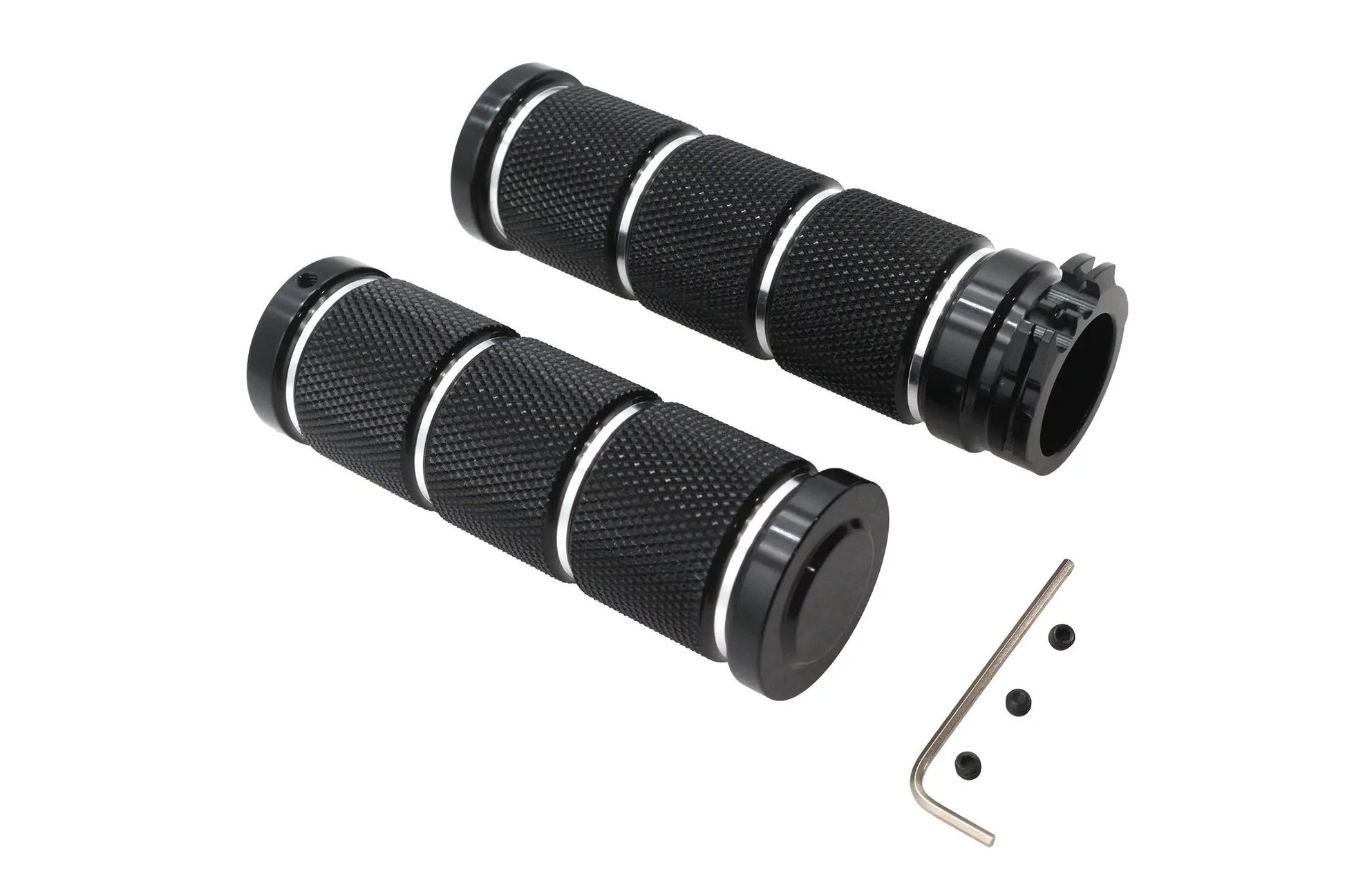 Ultima Billet Black Knurled Handlebar Grip Set for 1 Inch Harley Davidson Handlebars by Ultima
