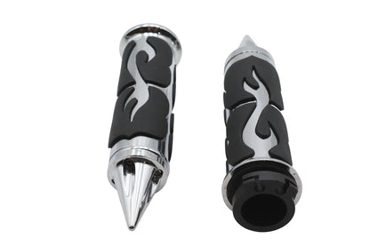 Ultima Spiked Flame Grip Set Chrome (Part Number 35-204) by Ultima