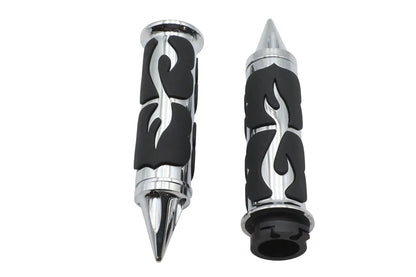 Ultima Spiked Flame Grip Set Chrome (Part Number 35-204) by Ultima