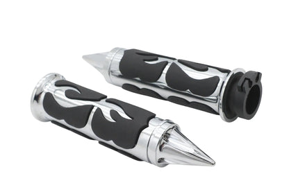 Ultima Spiked Flame Grip Set Chrome (Part Number 35-204) by Ultima