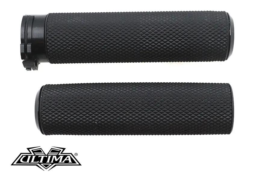 Ultima Straight Grip Set 35-208 for Motorcycle Handlebars, Black Anodized with Rubber Grip Area by Ultima