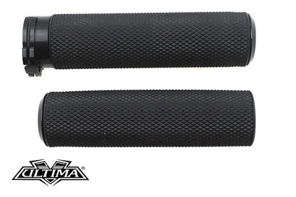 Ultima Straight Grip Set 35-208 for Motorcycle Handlebars, Black Anodized with Rubber Grip Area by Ultima
