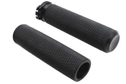 Ultima Straight Grip Set 35-208 for Motorcycle Handlebars, Black Anodized with Rubber Grip Area by Ultima