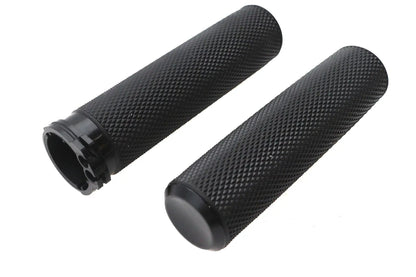 Ultima Straight Grip Set 35-208 for Motorcycle Handlebars, Black Anodized with Rubber Grip Area by Ultima
