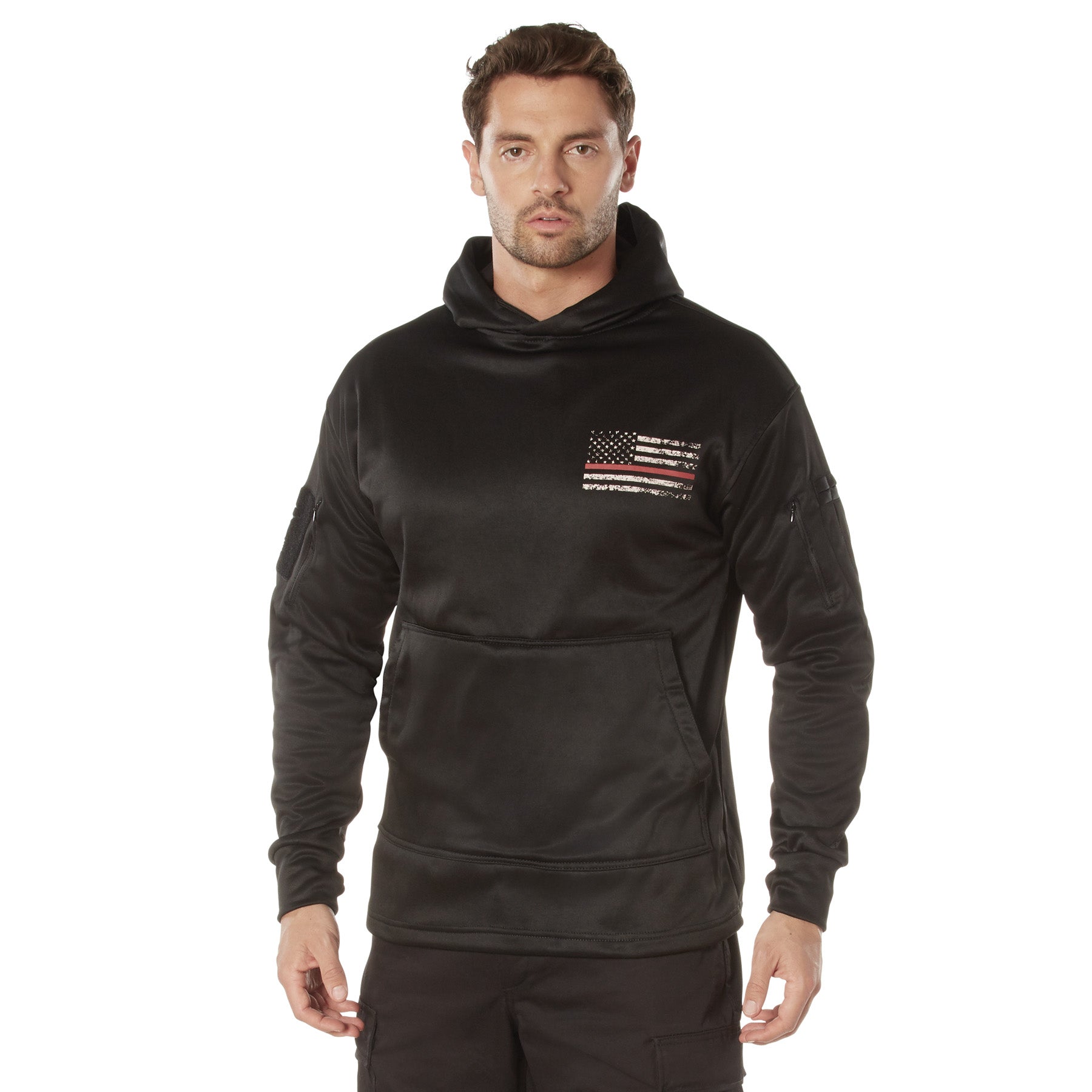 Rothco Concealed Carry Thin Red Line Hoodie Black Size 3XL – Support Firefighters with Discreet EDC Features