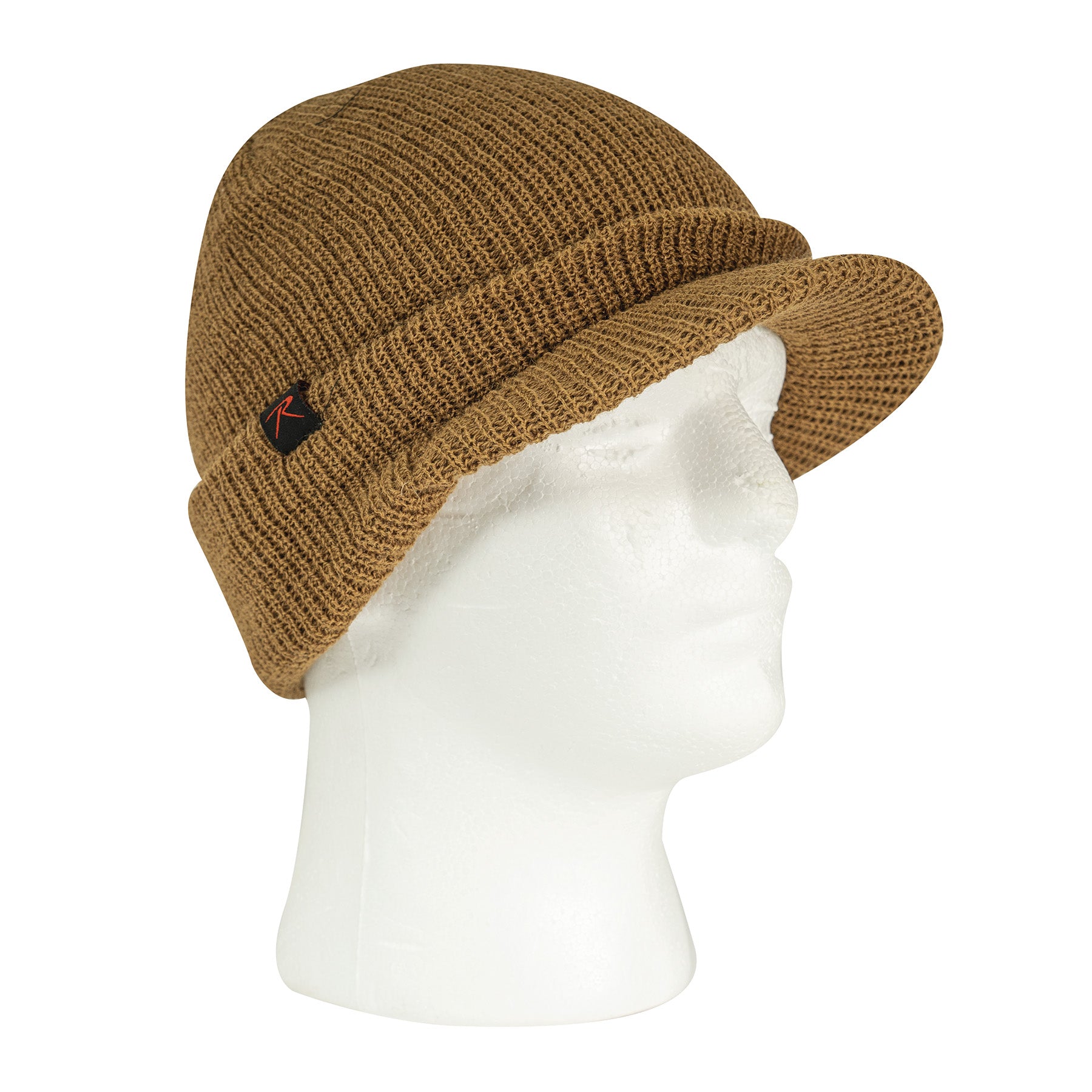 Rothco Wool Watch Cap with Brim in Coyote Brown – Military-Style Insulated Winter Hat