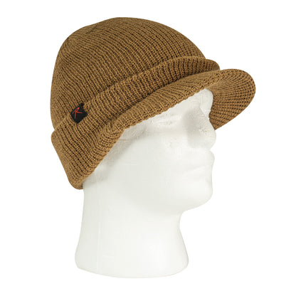 Rothco Wool Watch Cap with Brim in Coyote Brown – Military-Style Insulated Winter Hat